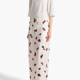 Khaite - Lucian Skirt in Cream with Raspberry Print