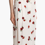 Khaite - Lucian Skirt in Cream with Raspberry Print