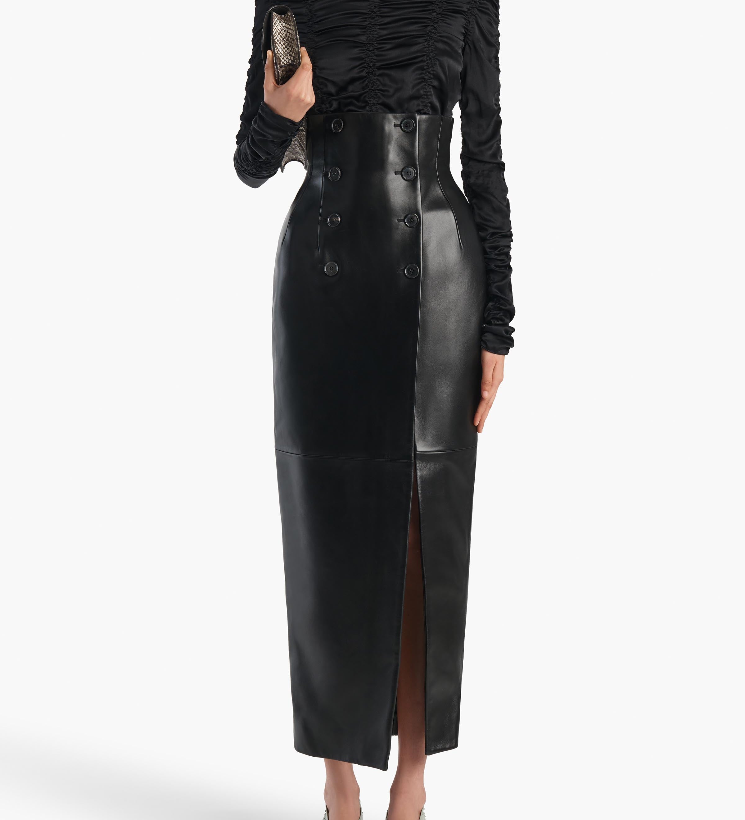 Khaite - Luiza Skirt in Black Leather