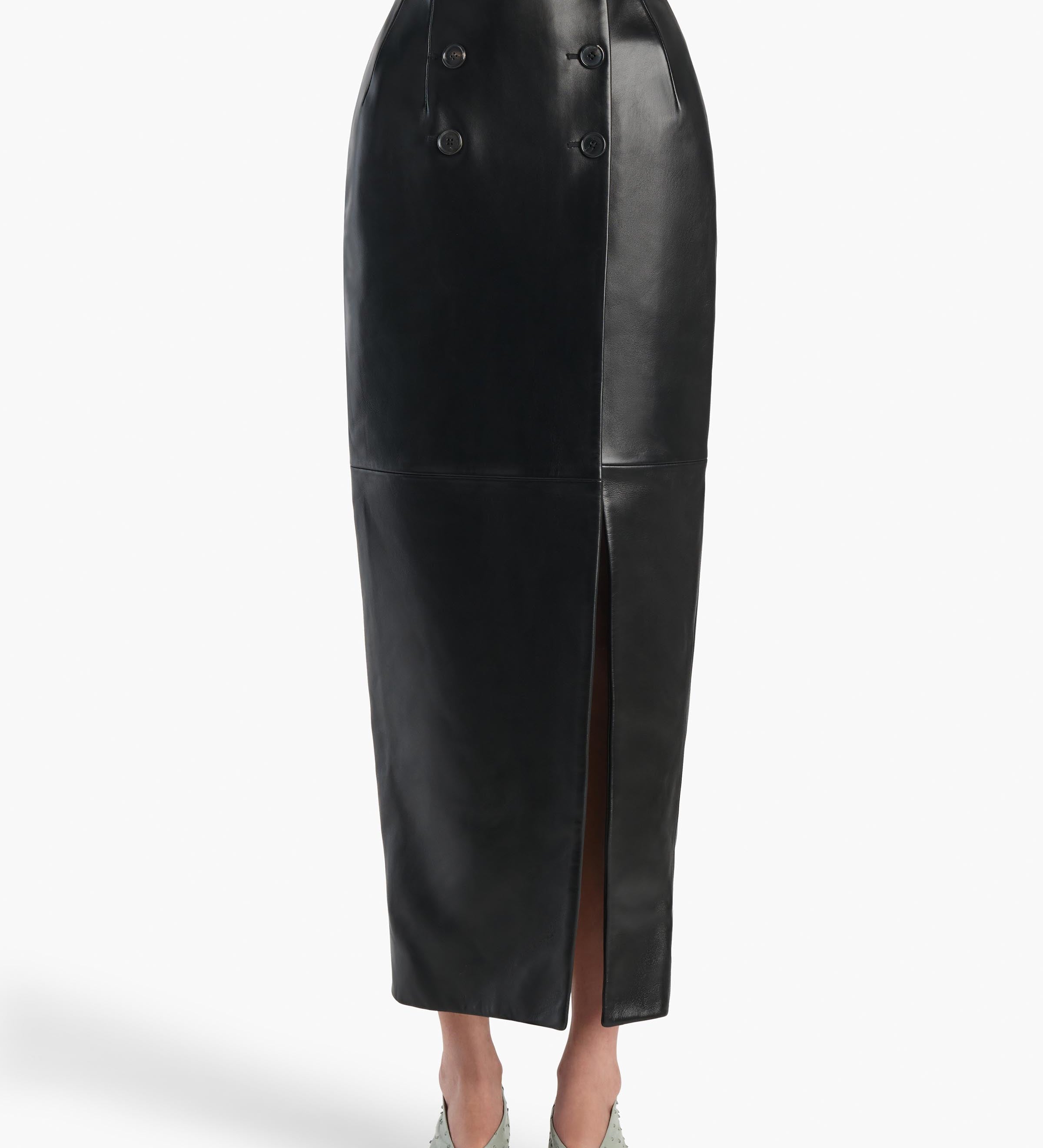 Khaite - Luiza Skirt in Black Leather