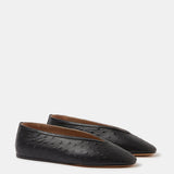 Le Monde Beryl - Luna Slipper / Black Leather Ostrich Effect