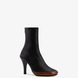 Jude - Luna Ankle Boot Black Stretch and Tan Croc Embossed Leather