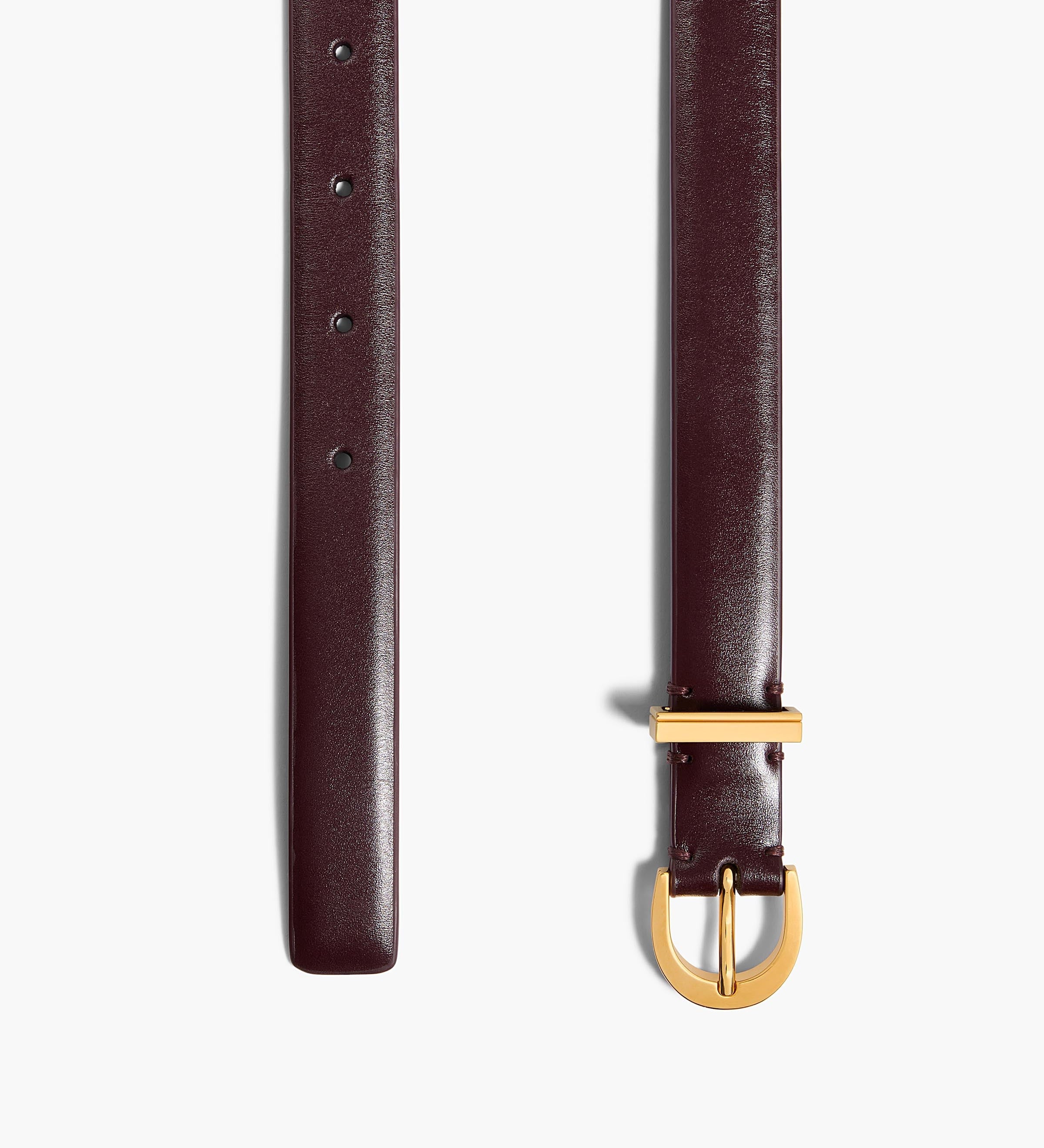 Khaite - Luna Belt in Bordeaux Leather with Gold