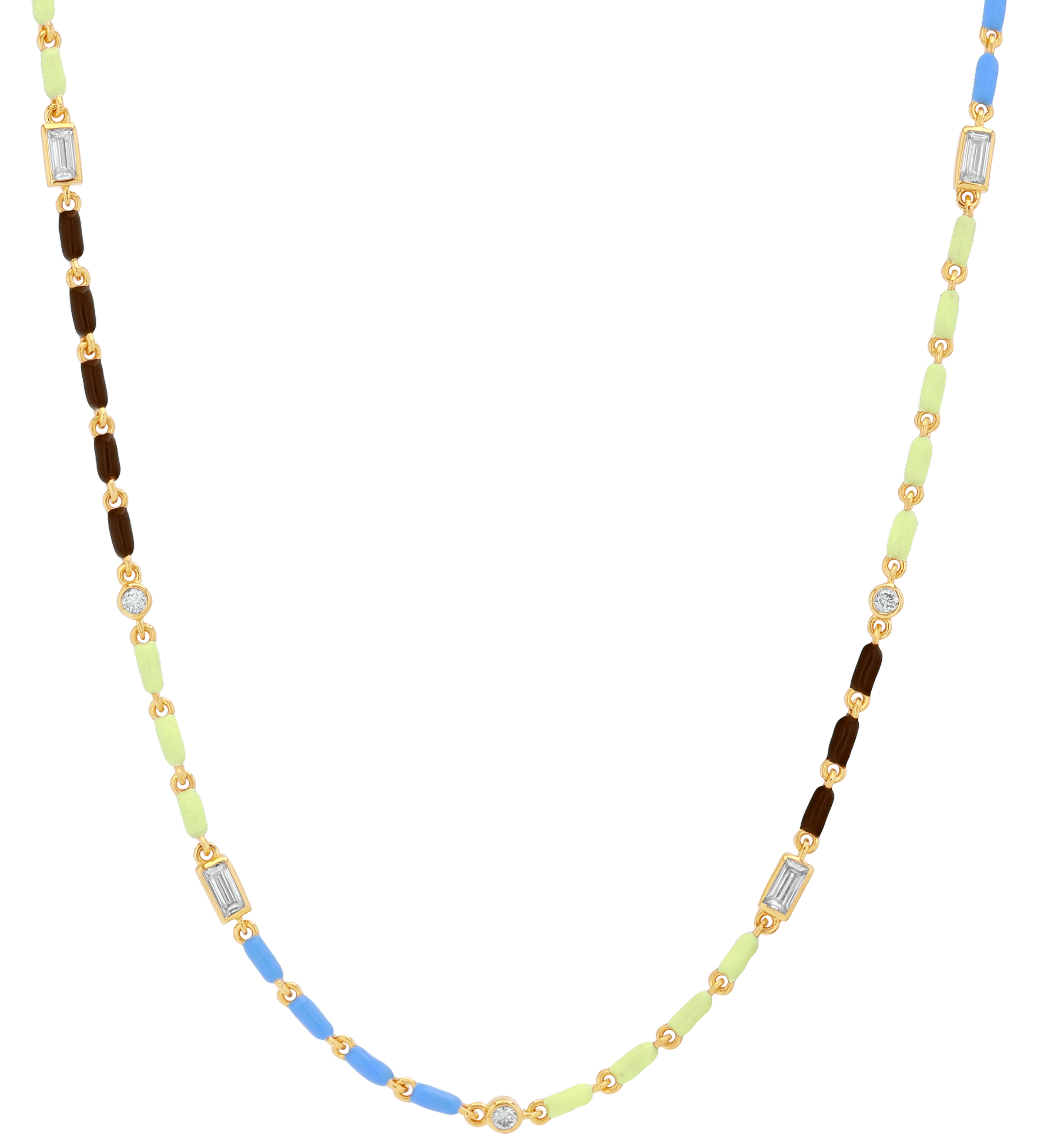 Dorsey - ENAMEL MOISSANITE NECKLACE IN LUNE, 18K GOLD VERMEIL