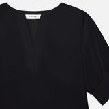 FRAME - V-neck Popover Top -- Black