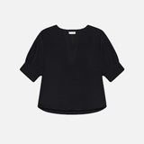 FRAME - V-neck Popover Top -- Black