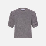 FRAME - Ruched Sleeve Cashmere Sweater -- Gris Heather