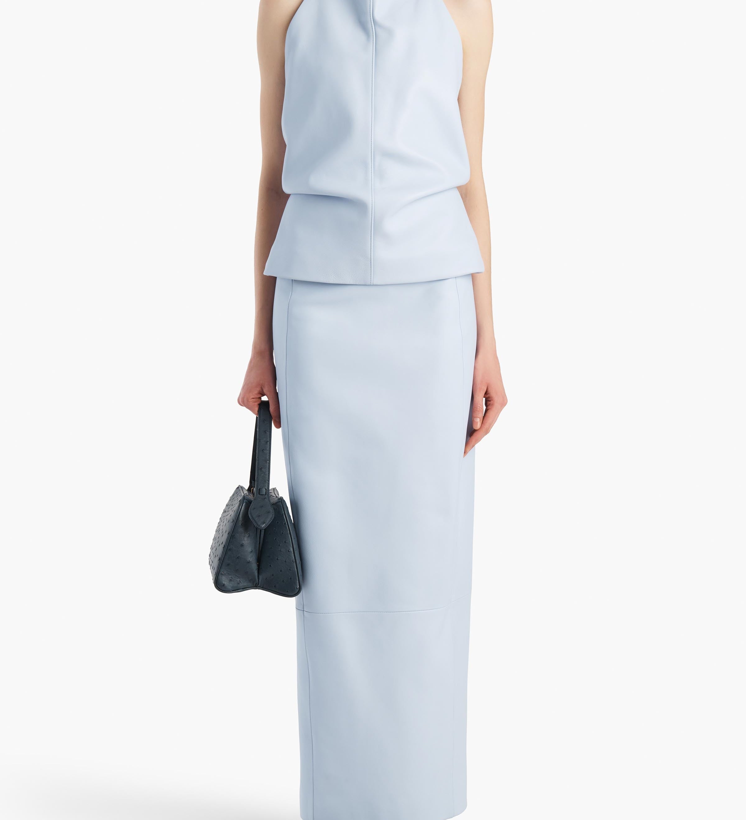 Khaite - Lyle Skirt in Sky Blue Leather
