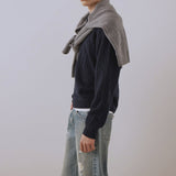 FRAME - Cable Polo Sweater -- Dark Navy