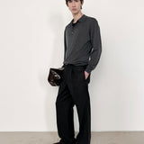 FRAME - Superfine Polo Sweater -- Grey Melange