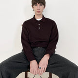 FRAME - Long Sleeve Pique Polo -- Burgundy