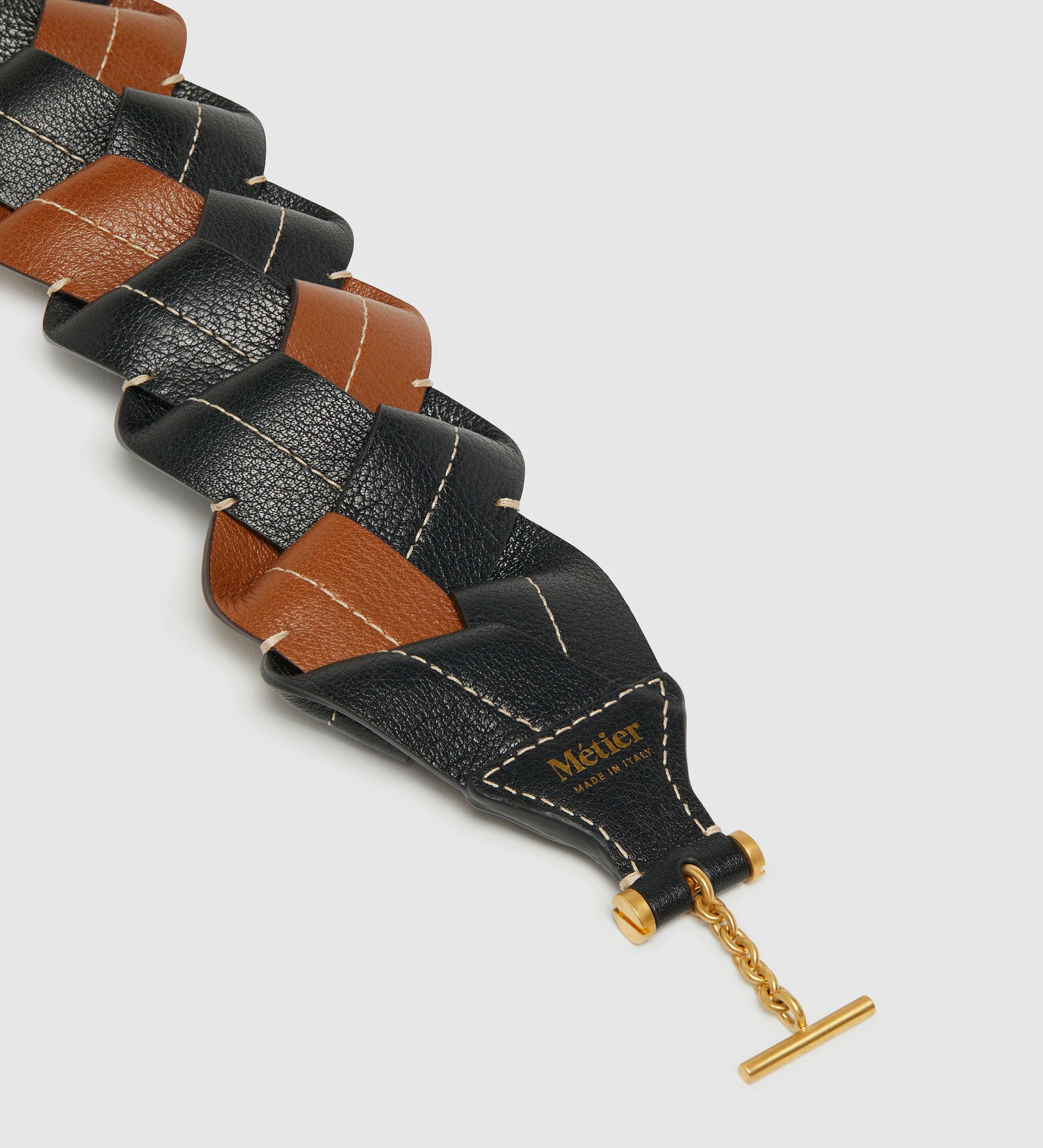 Metier - Loose Braided Strap Buffalo Black with Cognac