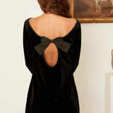 Ciao Lucia - Genevieve Black Velvet Mini Dress with Bow