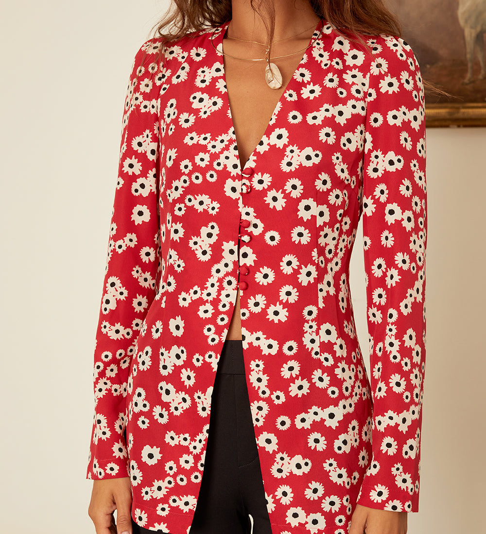 Ciao Lucia - Augustine Peony Print Long Sleeved Top
