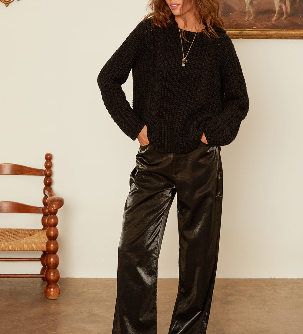 Ciao Lucia - Eloise Black Taffeta Pant
