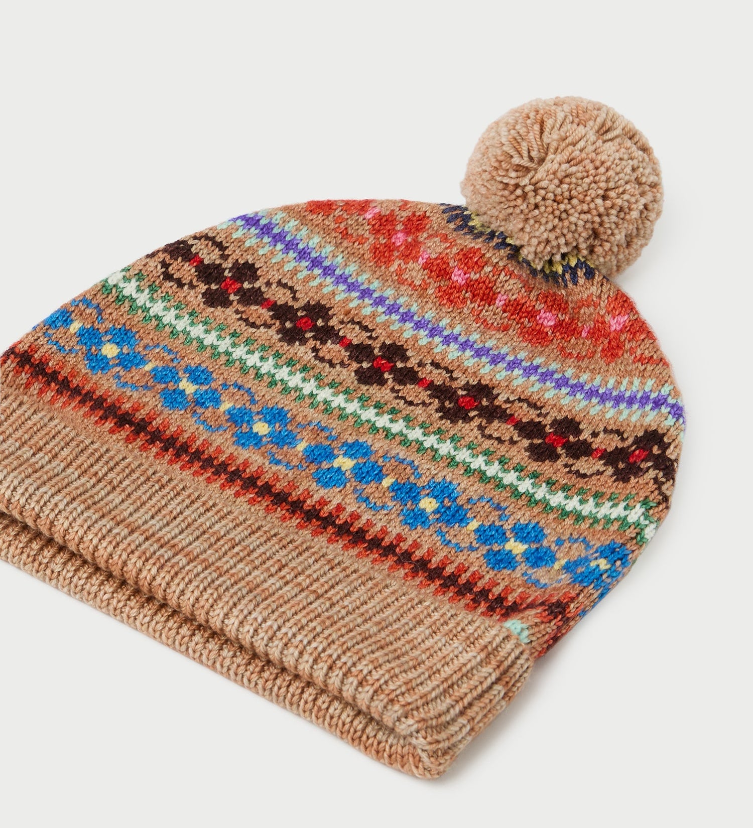 Loeffler Randall - Macelyn Camel Floral Intarsia Beanie