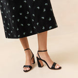 Loeffler Randall - Malia Black Satin Curved-Heel Sandal