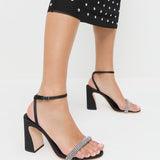 Loeffler Randall - Malia Black/Diamond Curved-Heel Sandal