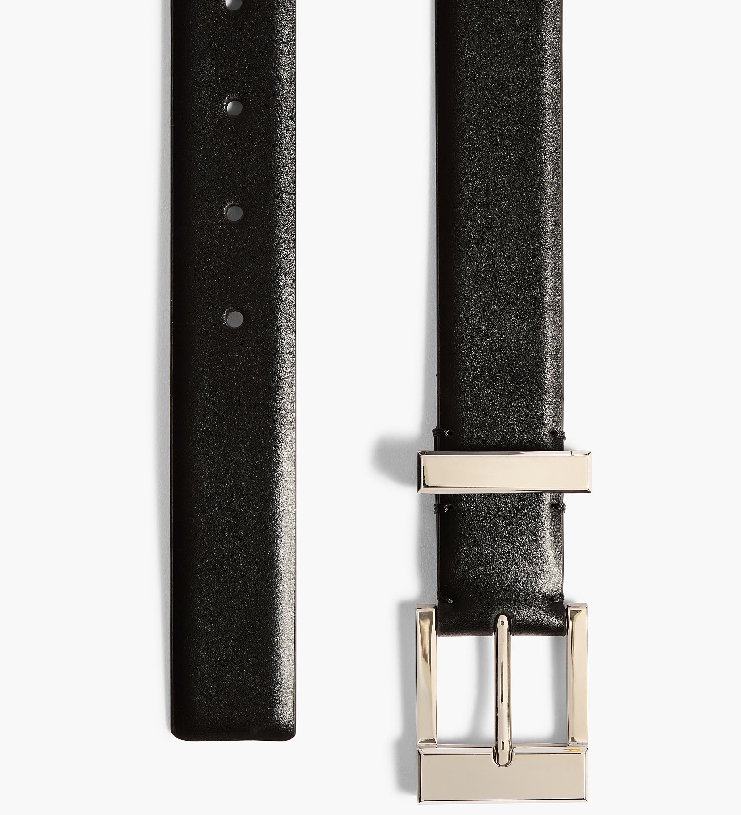Khaite - Medium Manhattan Belt in Black Leather with Silver