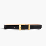 Khaite - Medium Manhattan Belt in Black Leather with Gold