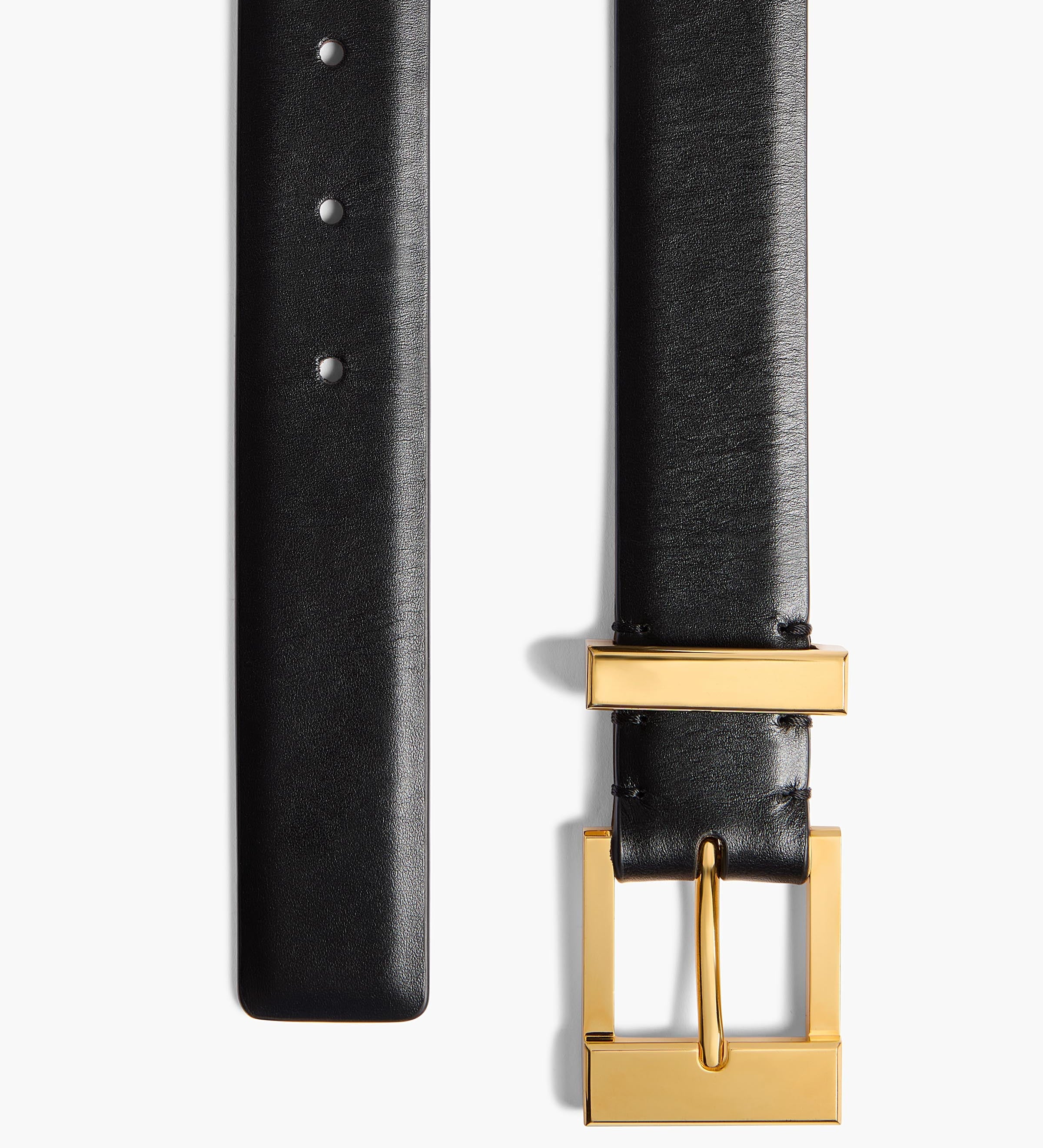 Khaite - Medium Manhattan Belt in Black Leather with Gold