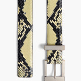 Khaite - Medium Manhattan Belt in Natural Python-Embossed Leather with Silver
