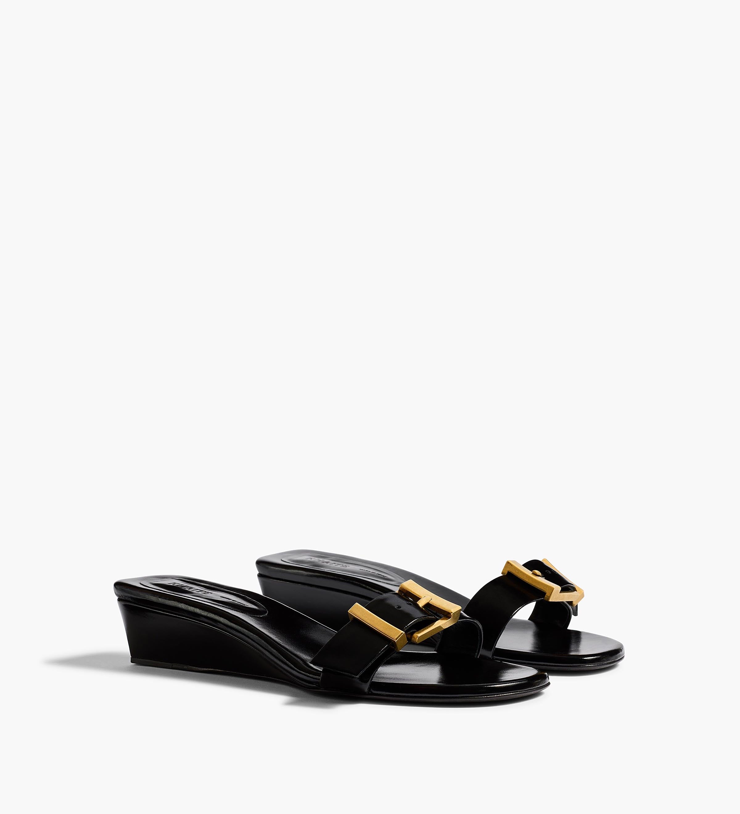 Khaite - Manhattan Sandal in Black Glazed Leather