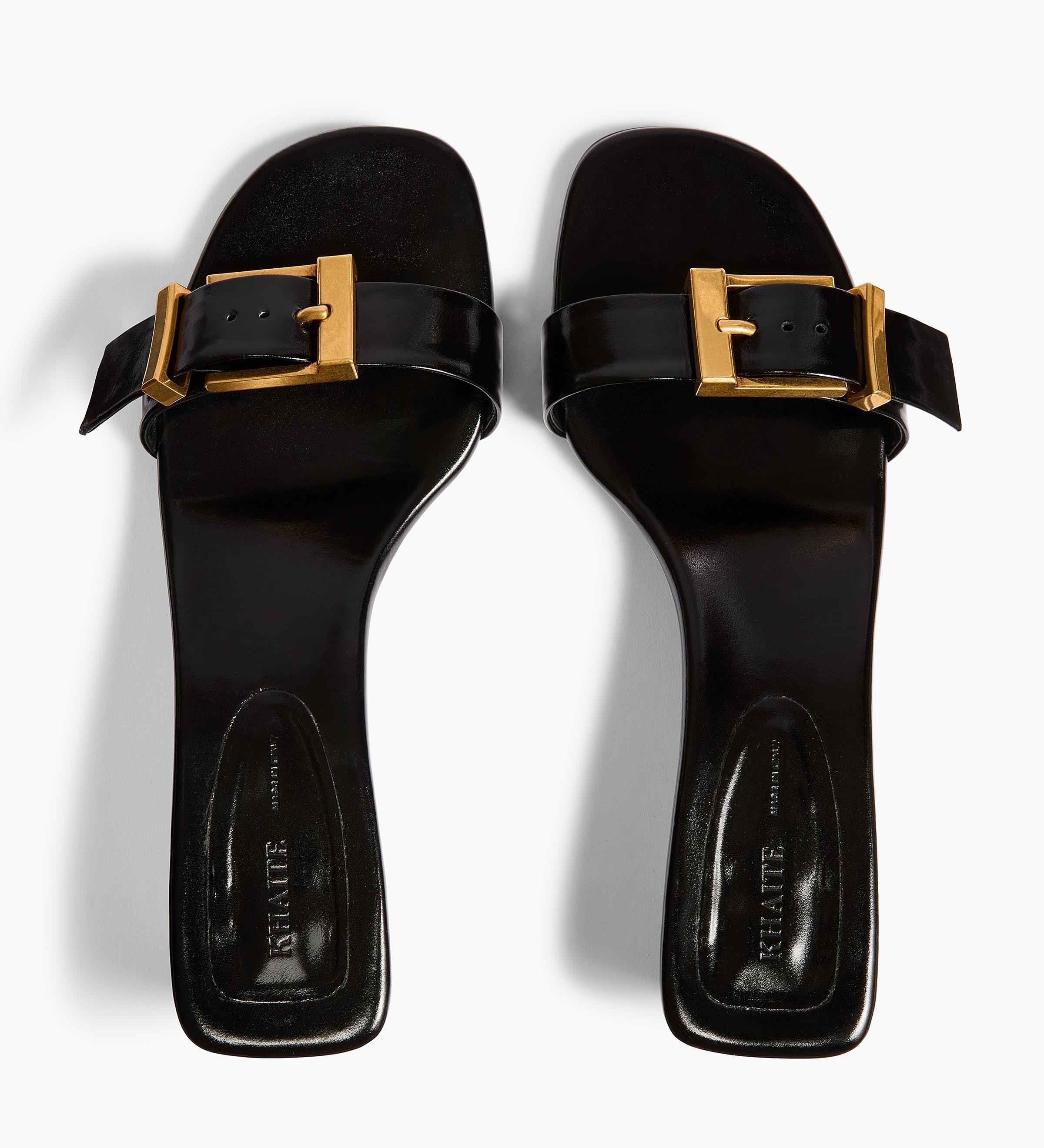 Khaite - Manhattan Sandal in Black Glazed Leather
