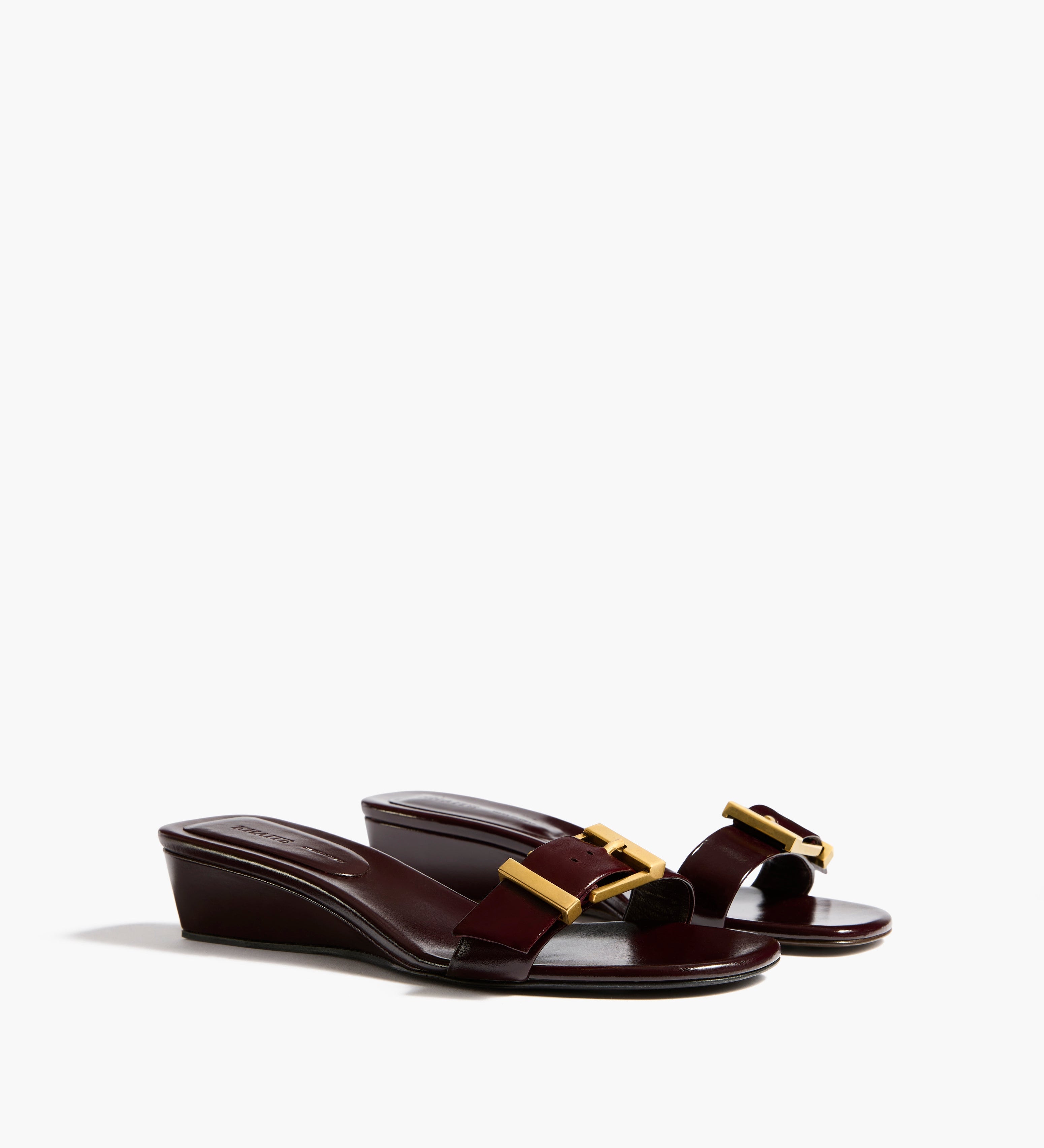 Khaite - Manhattan Sandal in Bordeaux Glazed Leather