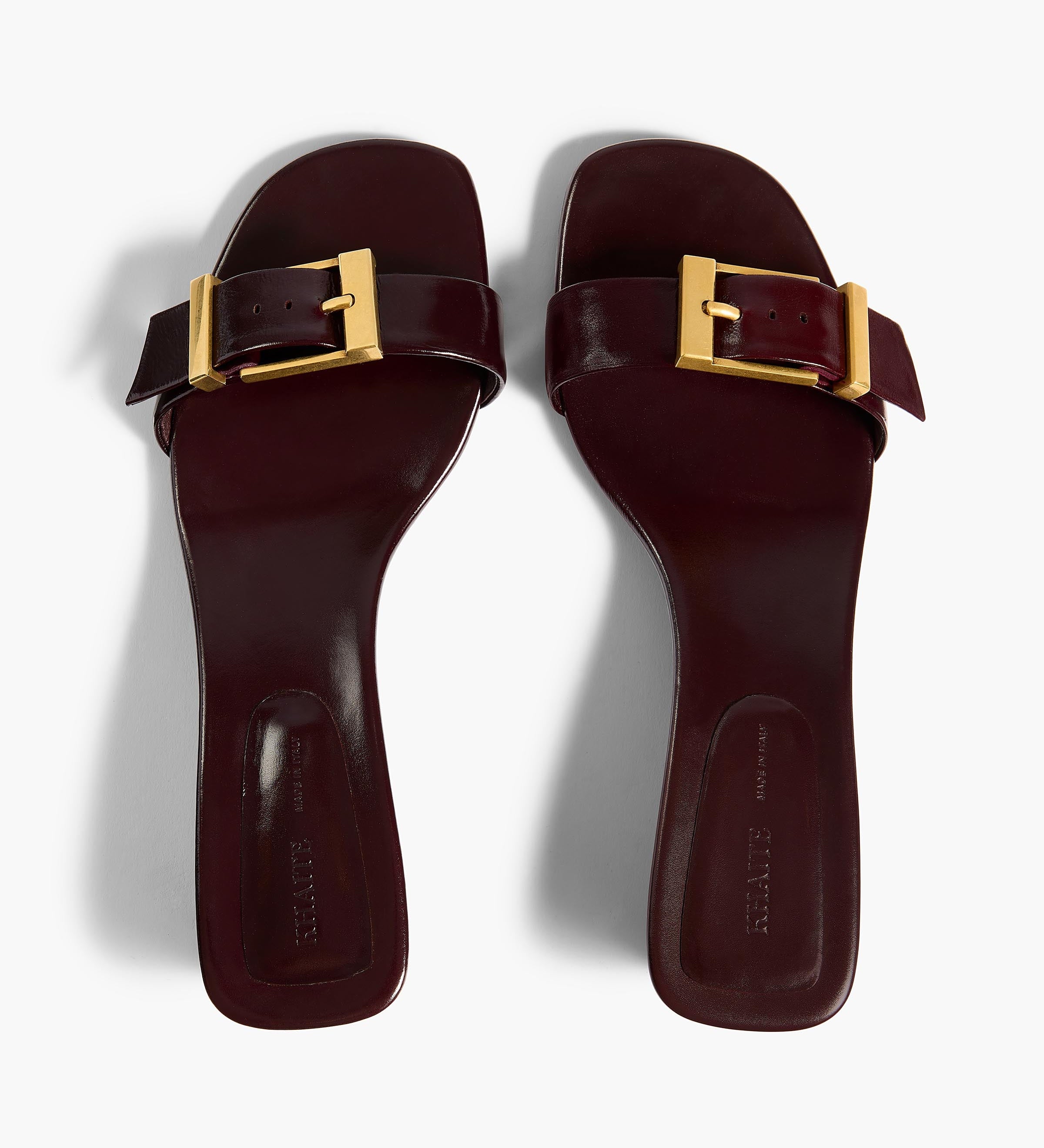 Khaite - Manhattan Sandal in Bordeaux Glazed Leather