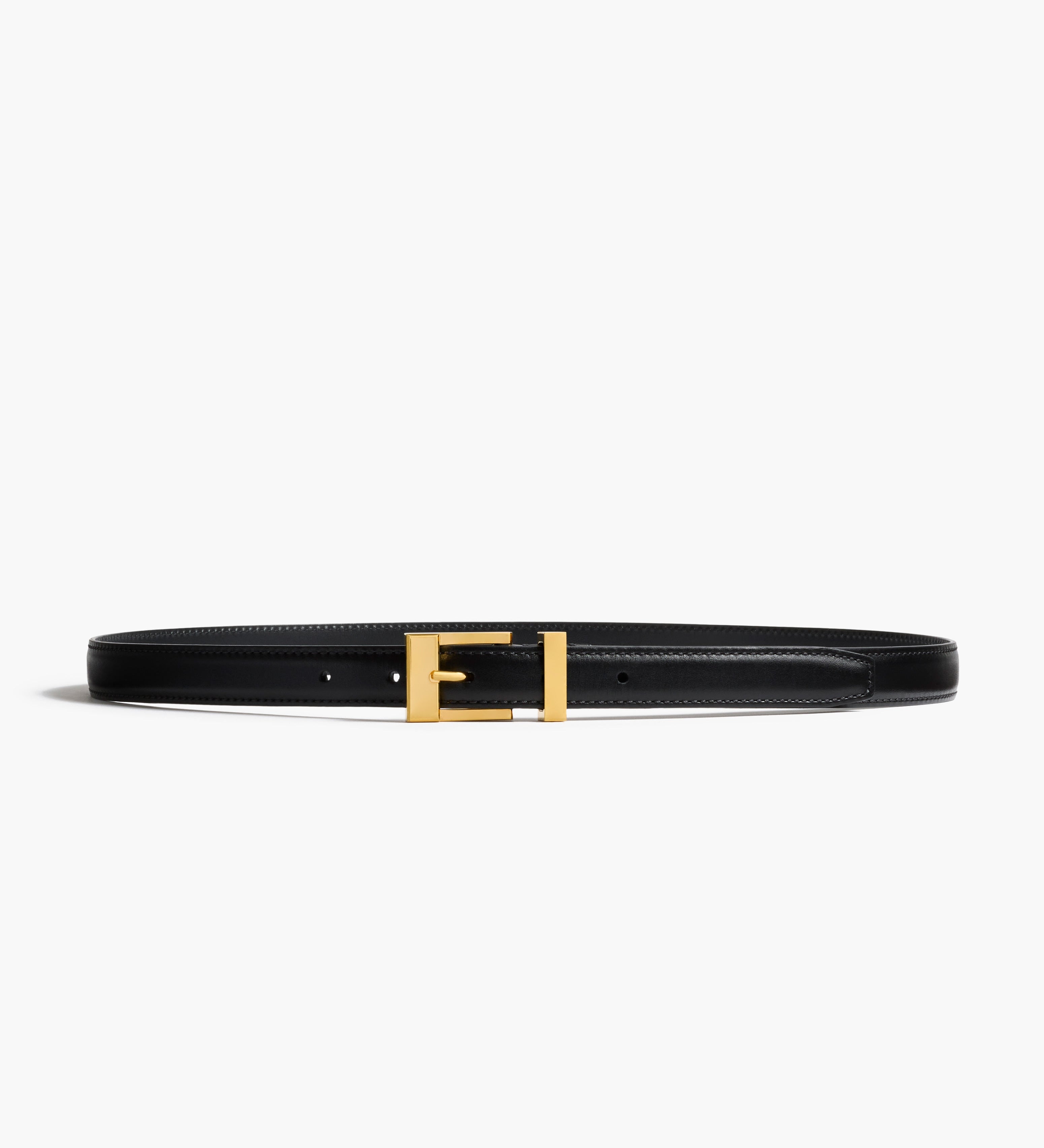 Khaite - Manhattan Belt in Black Leather with Gold