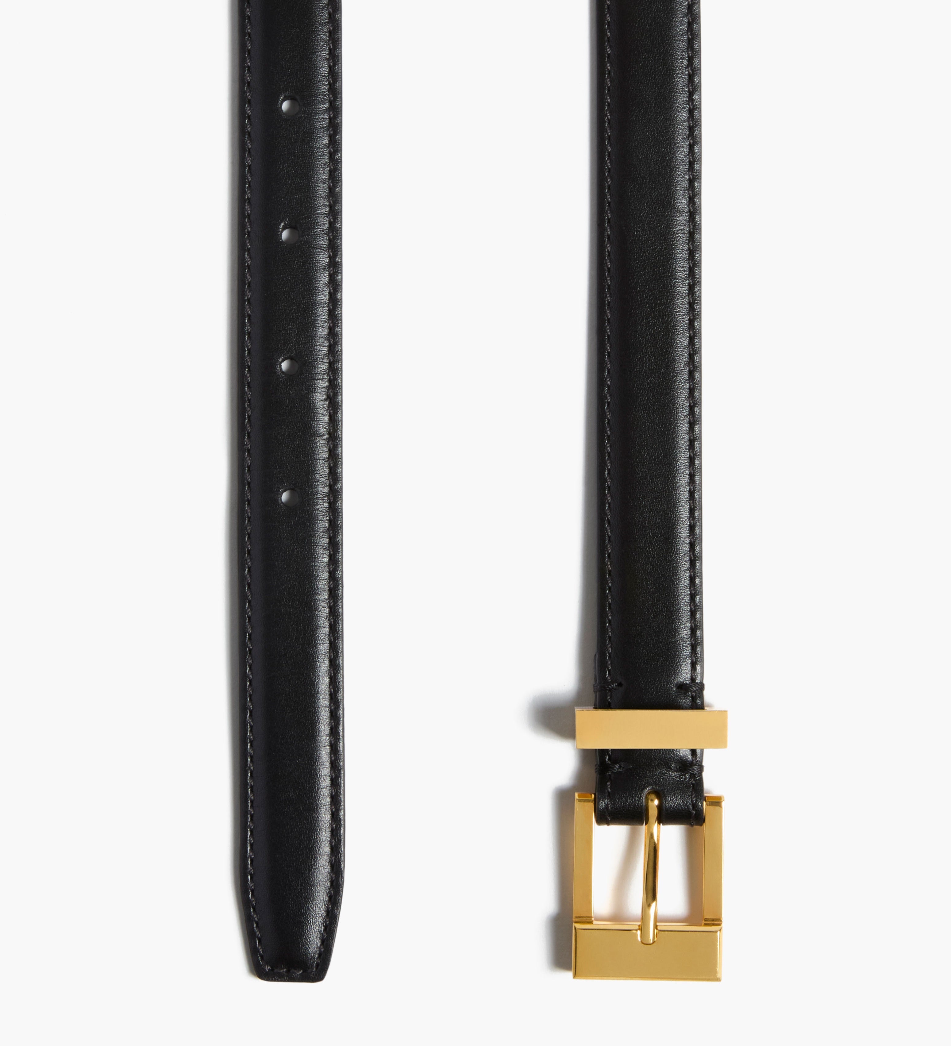 Khaite - Manhattan Belt in Black Leather with Gold