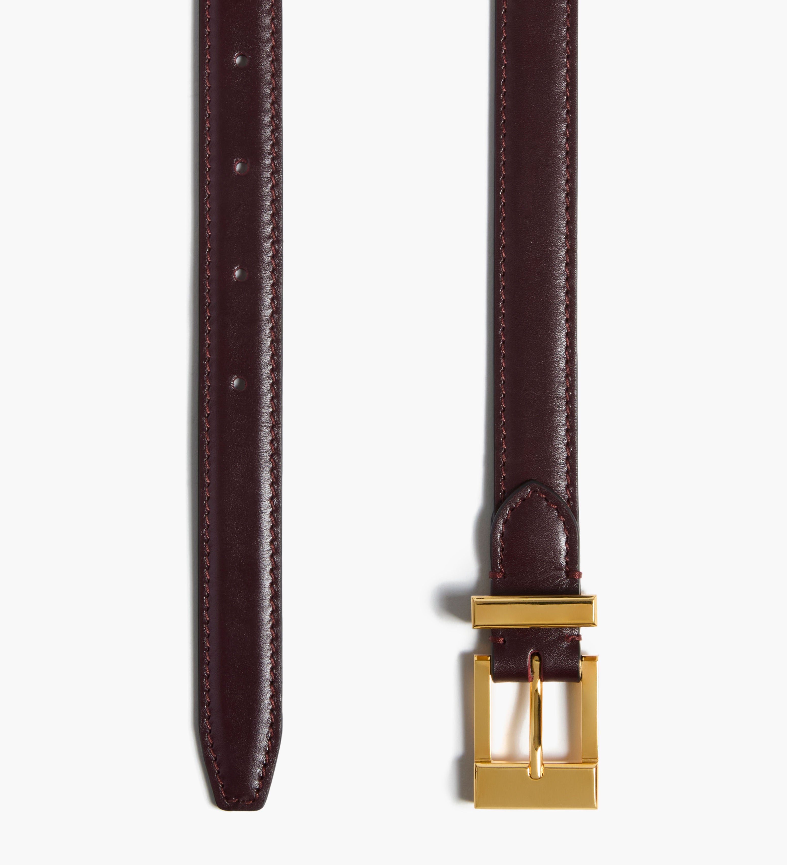 Khaite - Manhattan Belt in Bordeaux Leather with Gold