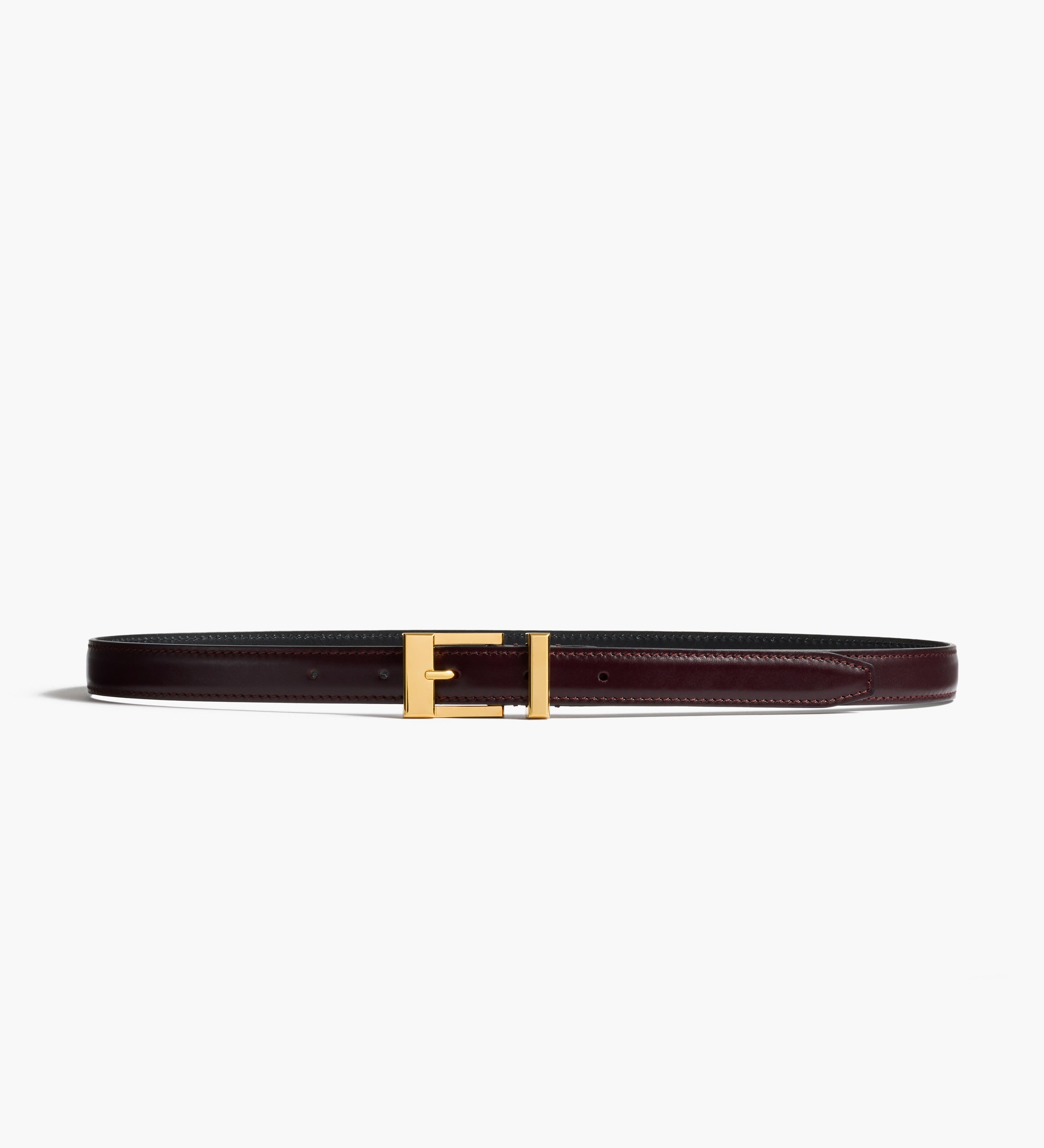 Khaite - Manhattan Belt in Bordeaux Leather with Gold