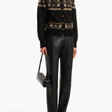 Khaite - Marc Cardigan in Black and Camel Multi