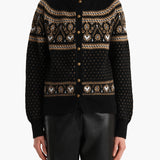 Khaite - Marc Cardigan in Black and Camel Multi