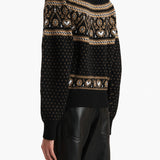 Khaite - Marc Cardigan in Black and Camel Multi
