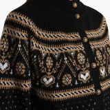Khaite - Marc Cardigan in Black and Camel Multi