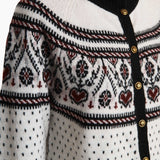 Khaite - Marc Cardigan in Ivory and Red Multi