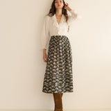 DÔEN - MARCIE SKIRT -- NOIR ROSIER FLORAL