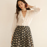 DÔEN - MARCIE SKIRT -- NOIR ROSIER FLORAL