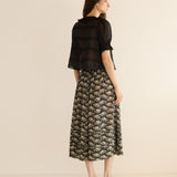 DÔEN - MARCIE SKIRT -- NOIR ROSIER FLORAL