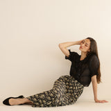 DÔEN - MARCIE SKIRT -- NOIR ROSIER FLORAL