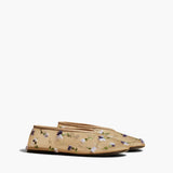 Khaite - Marcy Flat in Beige Mesh with Purple Floral Embroidery