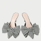 Loeffler Randall - Margot Black/White Gingham Bow Mule