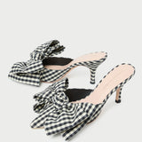 Loeffler Randall - Margot Black/White Gingham Bow Mule