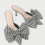 Loeffler Randall - Margot Black/White Gingham Bow Mule