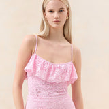 Loeffler Randall - Marion Pink Ruffle Lace Bodysuit