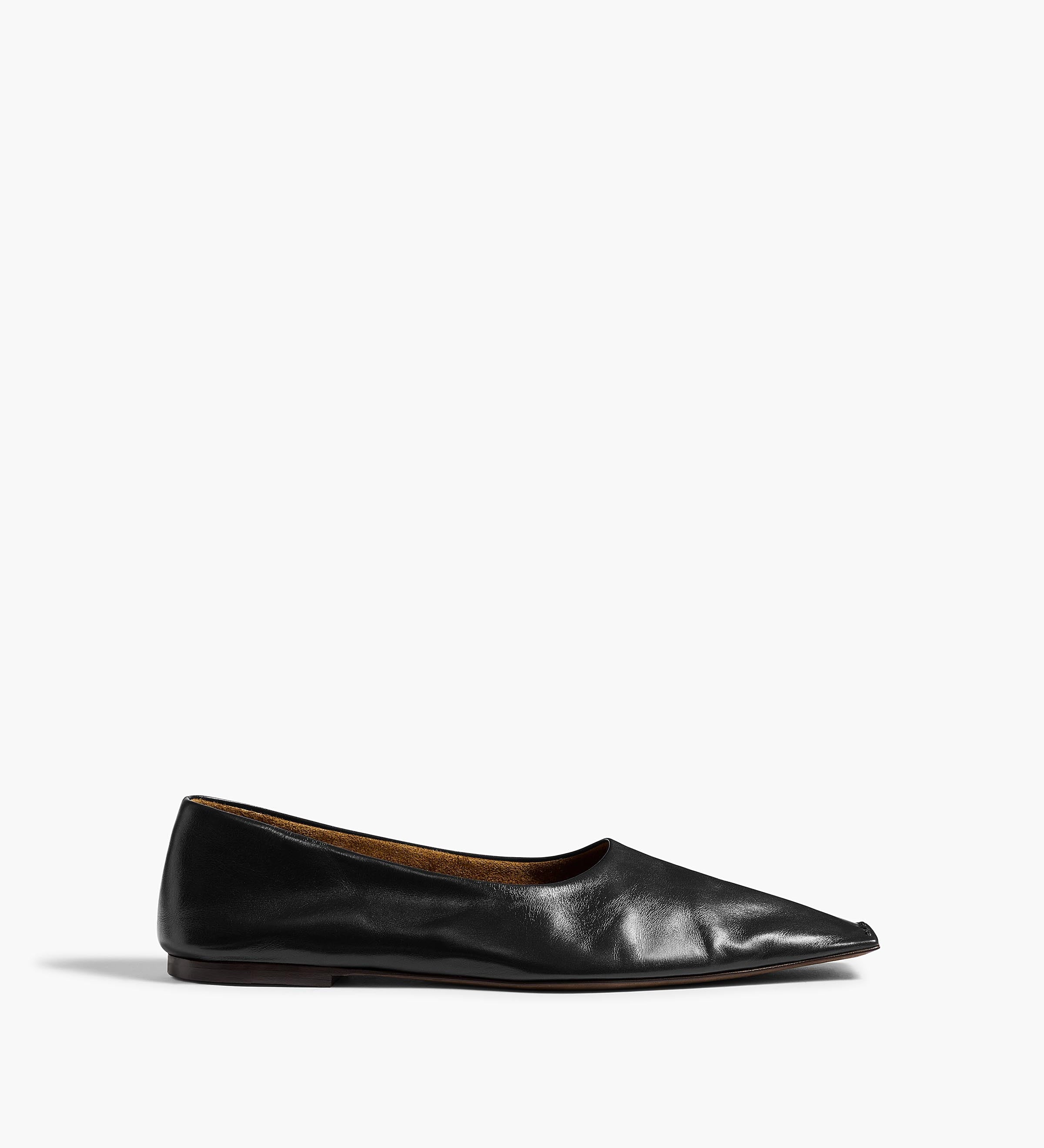 Khaite - Marlene Ballerina in Black Glazed Leather