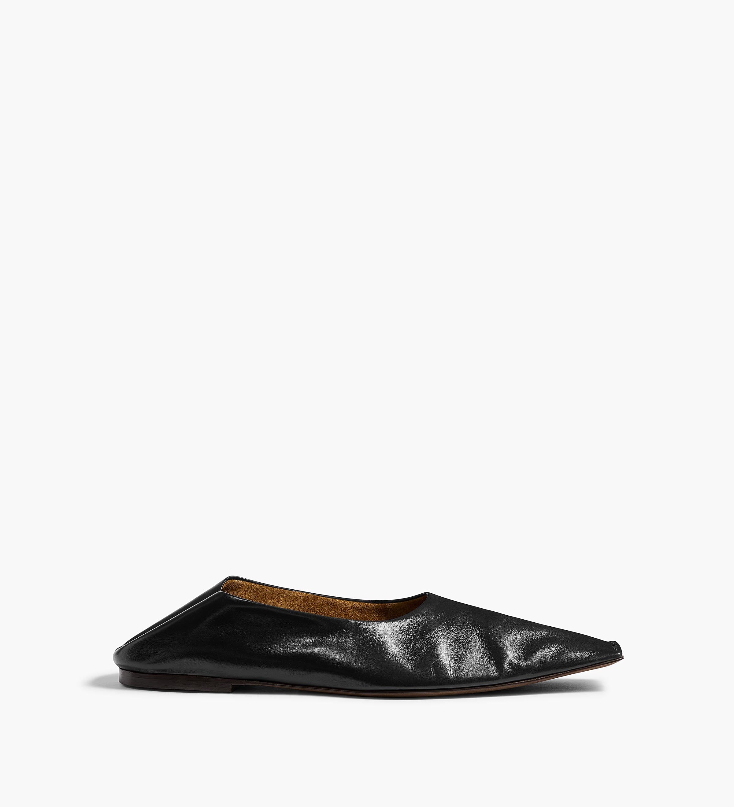 Khaite - Marlene Ballerina in Black Glazed Leather